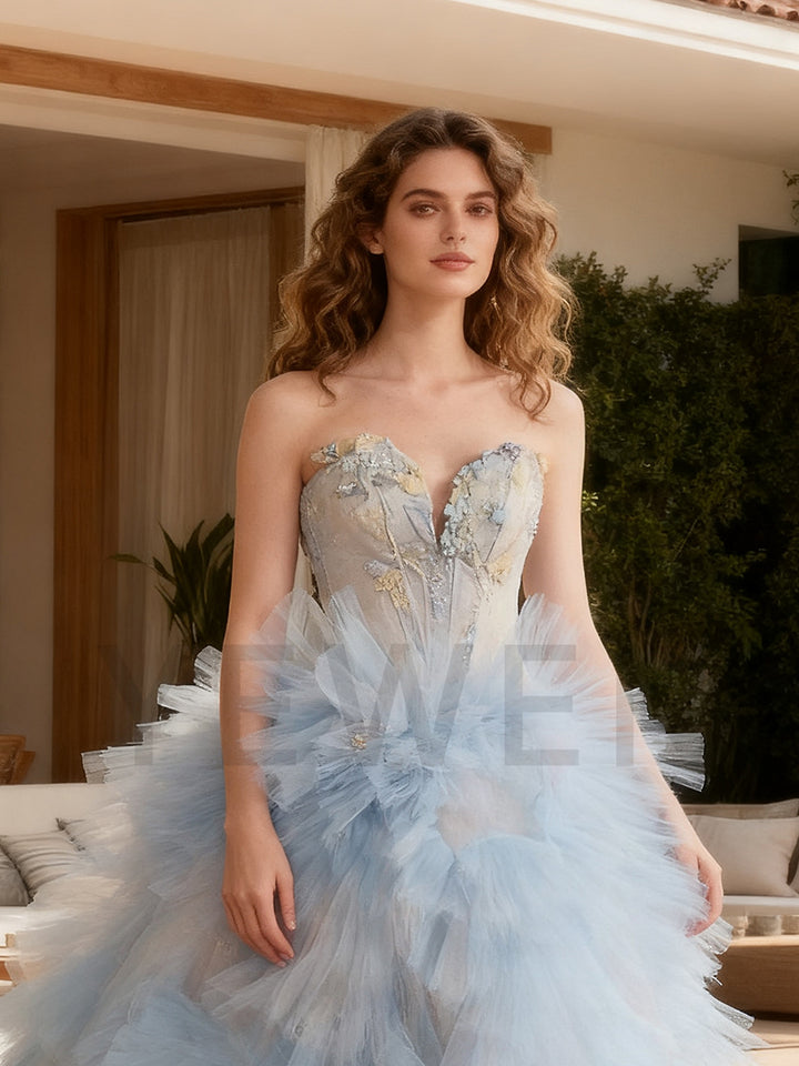 Formal Evening Dress Multilayers Gala Gown Wedding Photography Dress