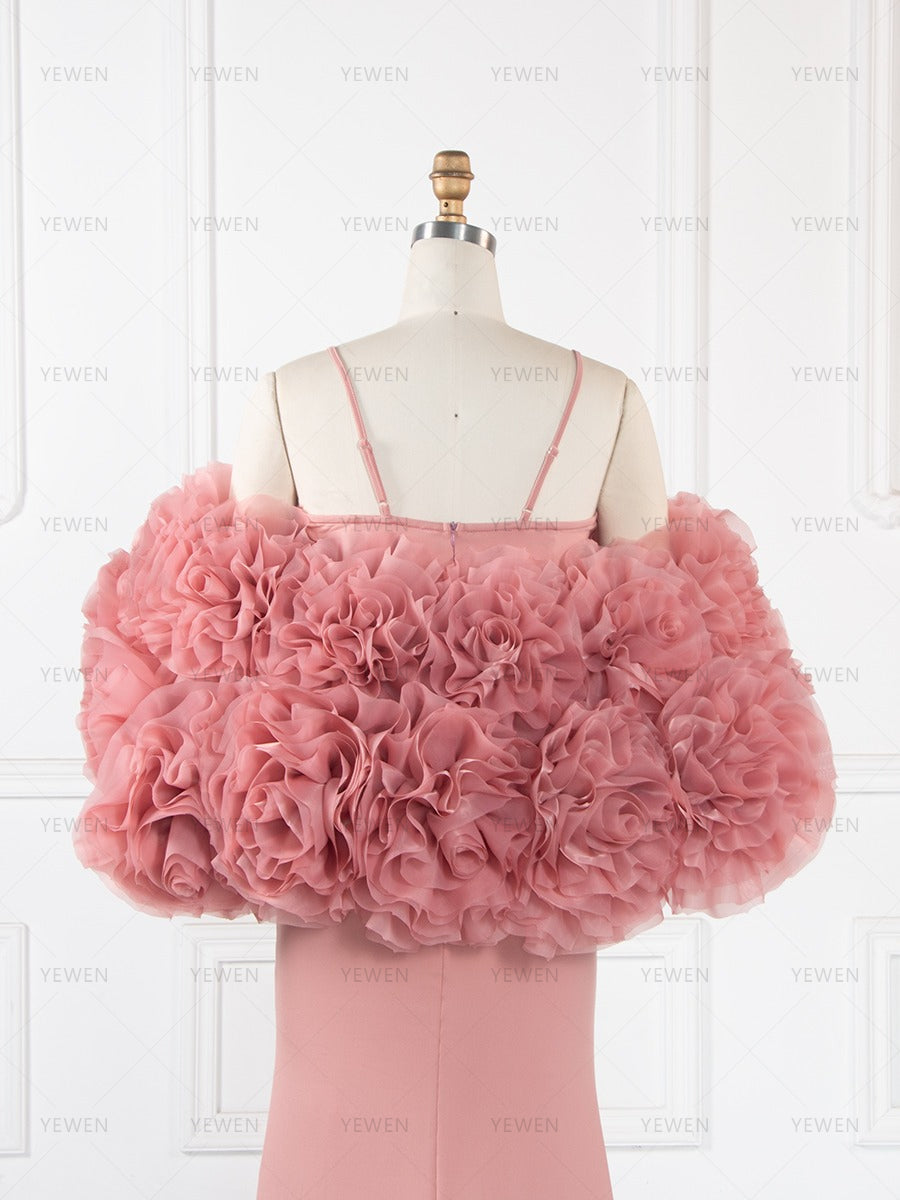 Pink Rose Cape Maternity Dress Photoshoot 2 Piece Set Gown YW260251