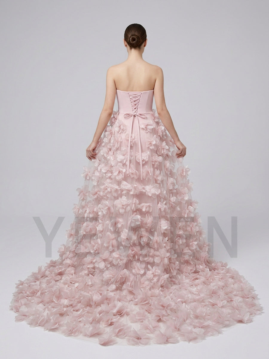 Strapless Swimwear Fabric 3D Floral Maternity Photoshoot Gown YD260907