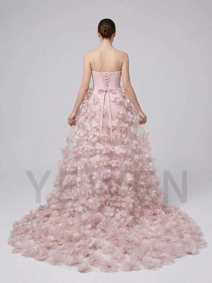 Strapless Swimwear Fabric 3D Floral Maternity Photoshoot Gown YD260907