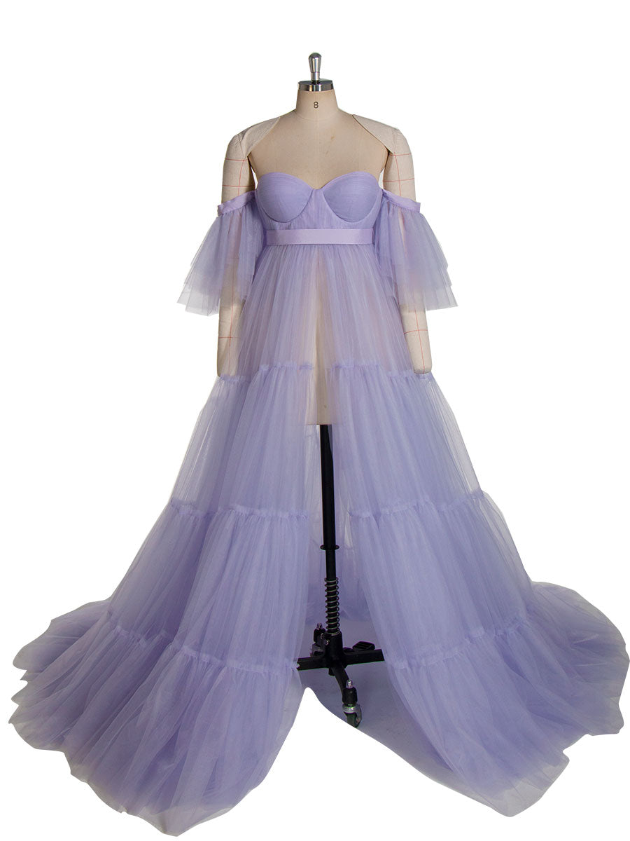Off Shoulder Soft Tulle Maternity Gowns Short Sleeve Front Slit Pleated Maternity Dress for Photoshoot /Baby Shower YW231028 8 / N92 Off Shoulder Soft Tulle Maternity Gowns Short Sleeve Front Slit Pleated Maternity Dress for Photoshoot /Baby Shower YW231028 8 / N92