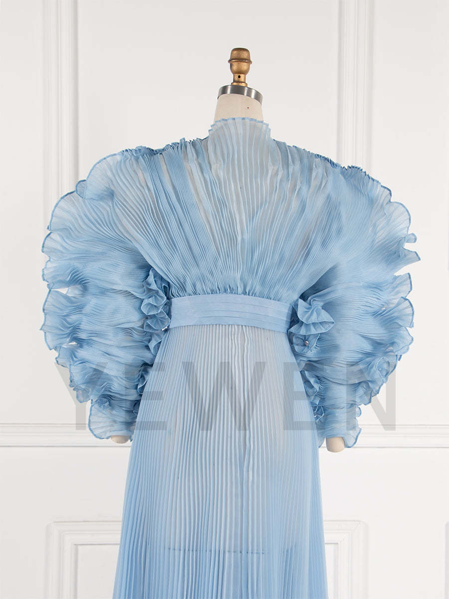Fashion Pleated Organza Maternity Dresses for Photoshoot Long Dress for Maternity Shoot Baby Shower Dresses YW243116-1