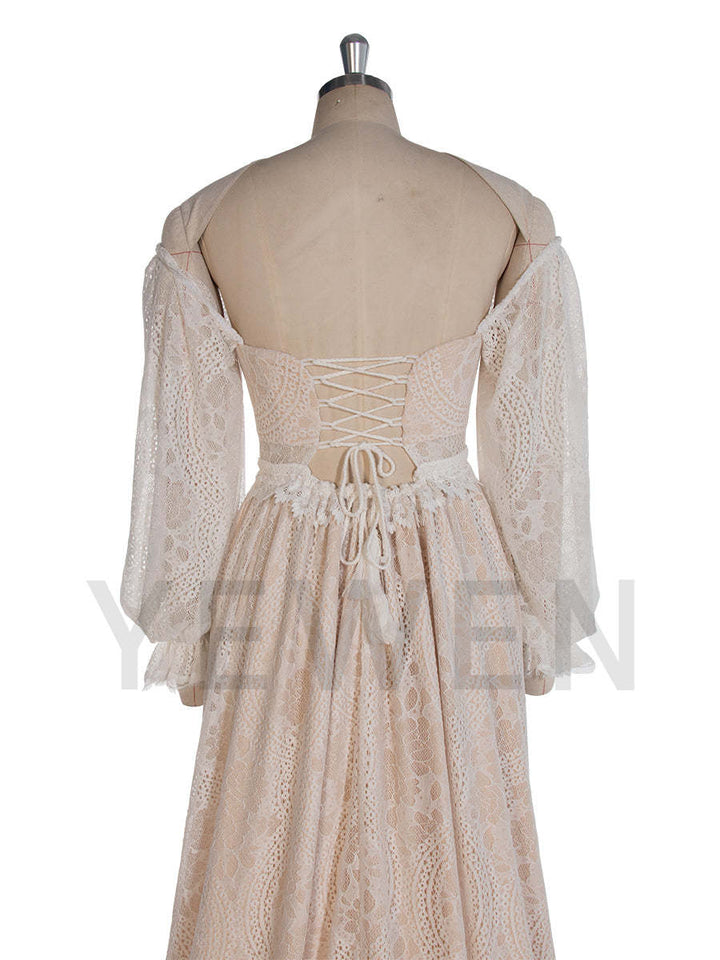 Bohe Lace Vintage Maxi Dress Long Sleeves Photoshoot Dress YW243117