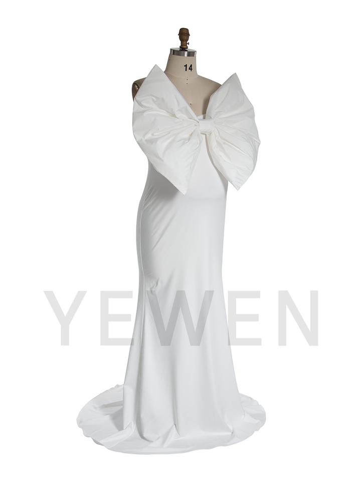Big Bow Mermaid Pregnancy Shooting Dress Strapless Spandex Matrenity Photo Shoots Dress YW251053