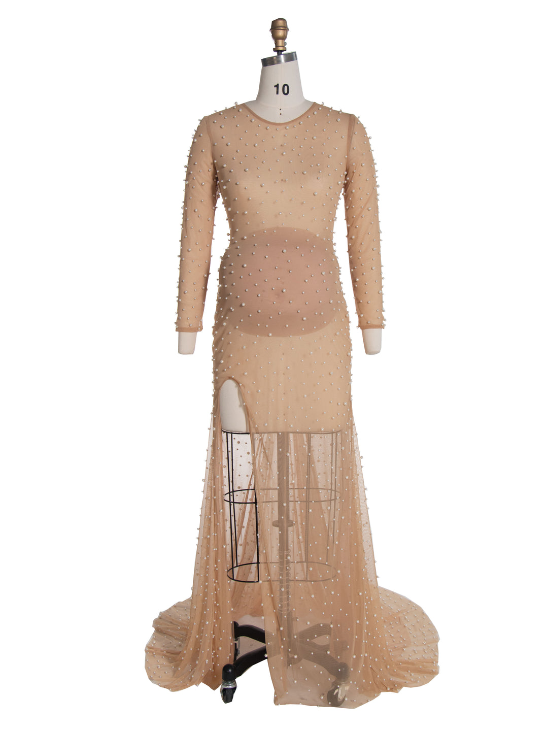 Stretchy Mesh Pearls Maternity Fitted Dress for Photoshoot Stretchy Mesh Pearls Maternity Fitted Dress for Photoshoot