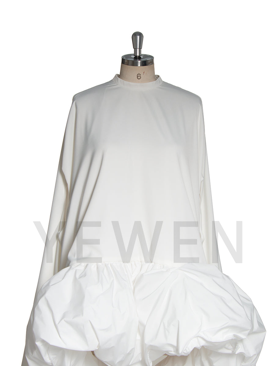 Elegant White Ruched Long Bridal Dress with Train Cape Asymmetrical  Formal Maxi Gown for Wedding Photoshoot YW251021