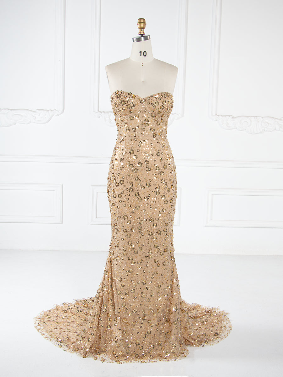 Luxury Beaded Mermaid Dress with Handmade flower Jacket Celebrity Dress YW251043