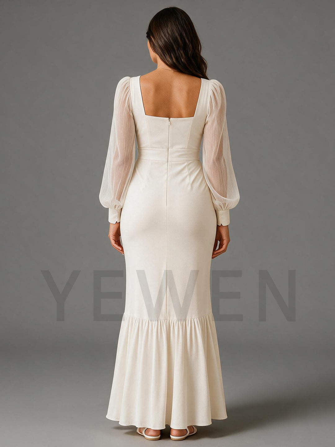 Ivory Square Neck Maternity Dress for Baby Shower