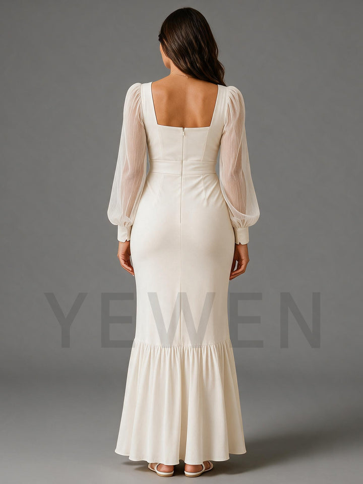 Ivory Square Neck Maternity Dress for Baby Shower