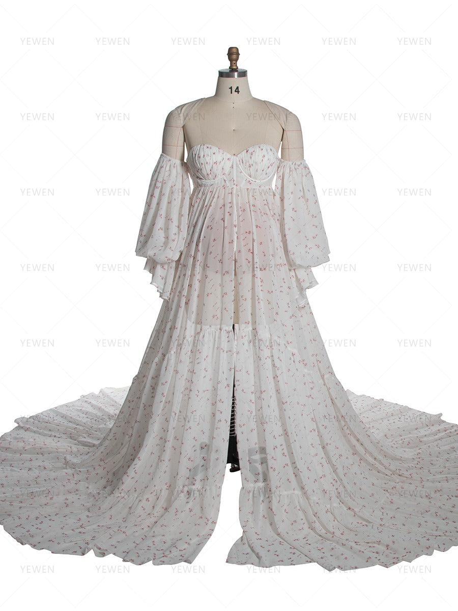 New Printing Chiffon Maternity Dress Photoshoot Pregnnat Women Baby Shower Dress 12 / Picture Color New Printing Chiffon Maternity Dress Photoshoot Pregnnat Women Baby Shower Dress 12 / Picture Color