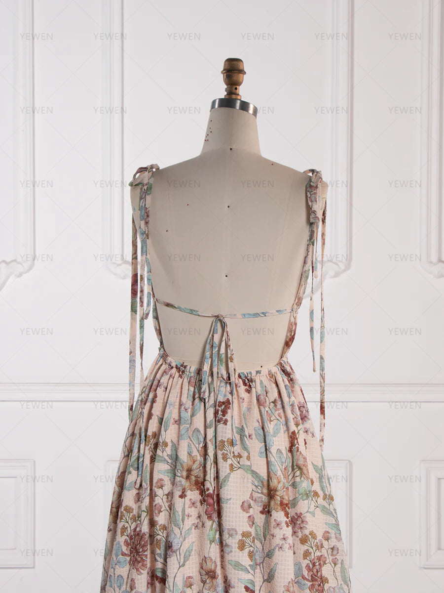 Boho Vintage Maxi Dress Spaghetti Strap Printing Photoshoot Gown YW260260