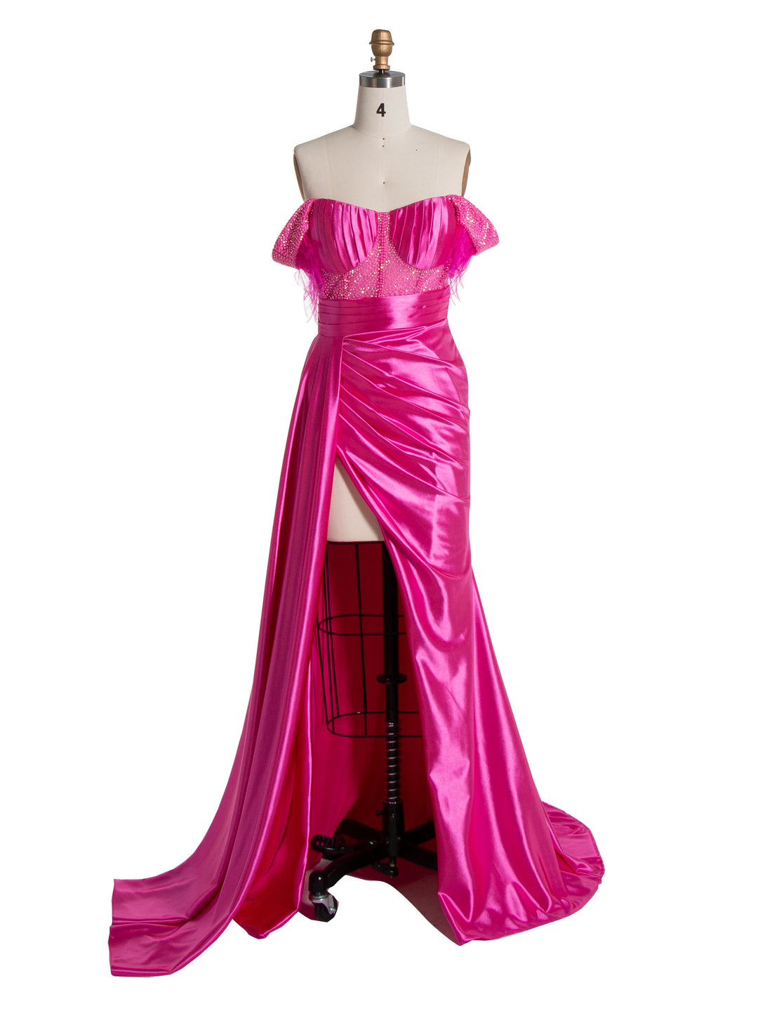 Trumpet/Mermaid Off Shoulder High Leg Slit Satin Prom Dresses YE3014 yewendress Trumpet/Mermaid Off Shoulder High Leg Slit Satin Prom Dresses YE3014 yewendress