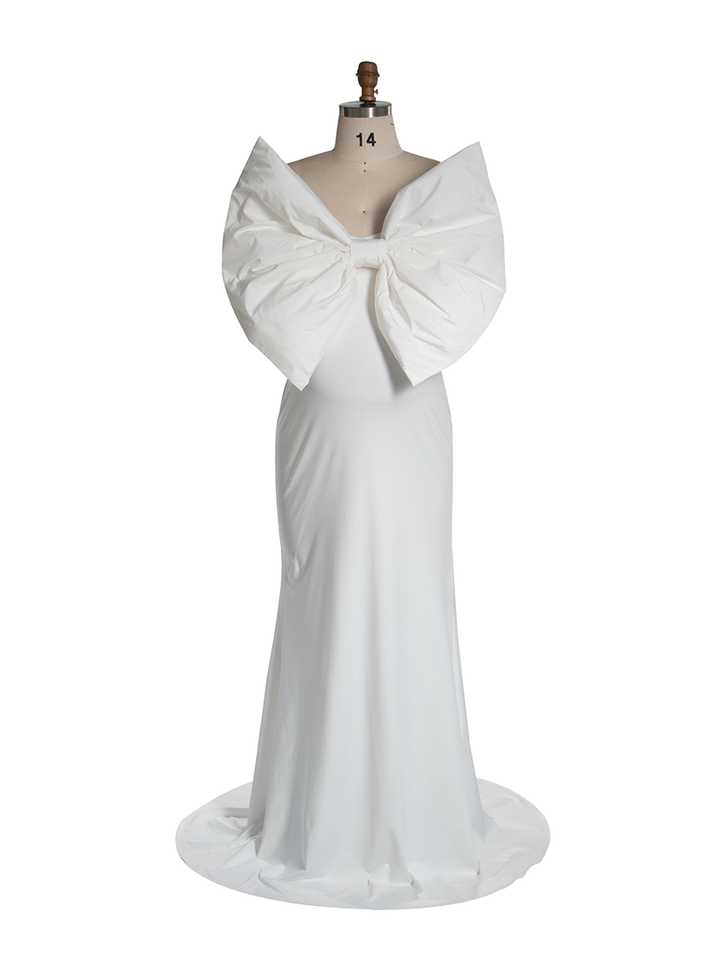 Big Bow Mermaid Pregnancy Shooting Dress Strapless Spandex Matrenity Photo Shoots Dress YW251053