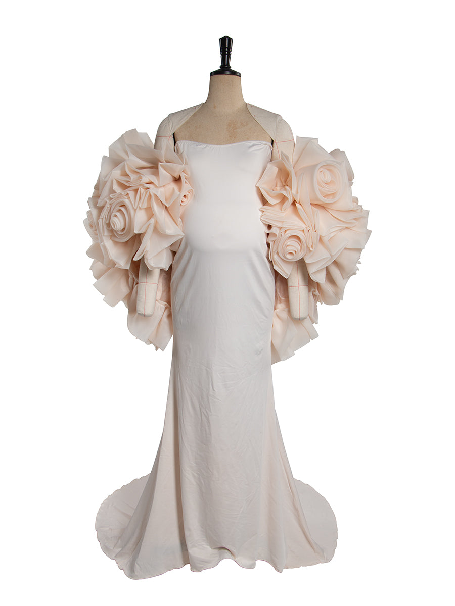 Charming Maternity Dresses for Photoshoot Maternity Shoot Dresses with Rose Floral Cape YW251005