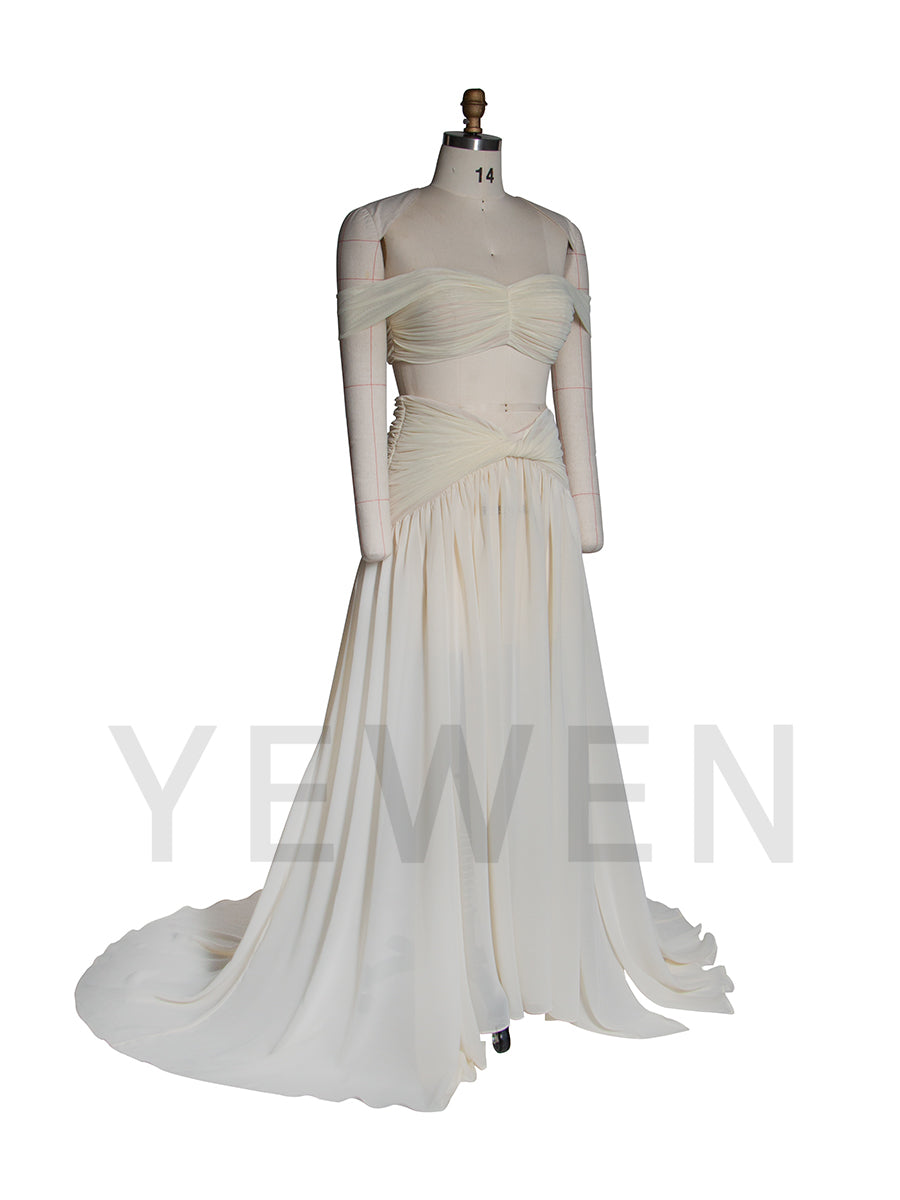 Off-shoulder Stretchy Mesh Gown Dress for Phtoshoot Maternity Sessions YW251032