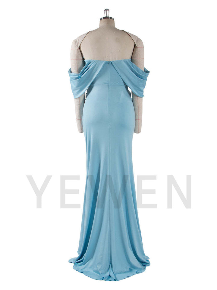 Stretchy Fabric Mermaid Maternity Dresses for Photoshoot Blue Baby Shower Dresses YW250008