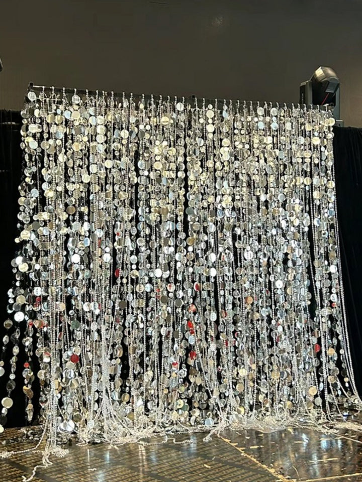 Silver Sequined Backdrop Cloth for Photo Props Decorative Wall Party Birthday Holiday Arrangement YW2603132D