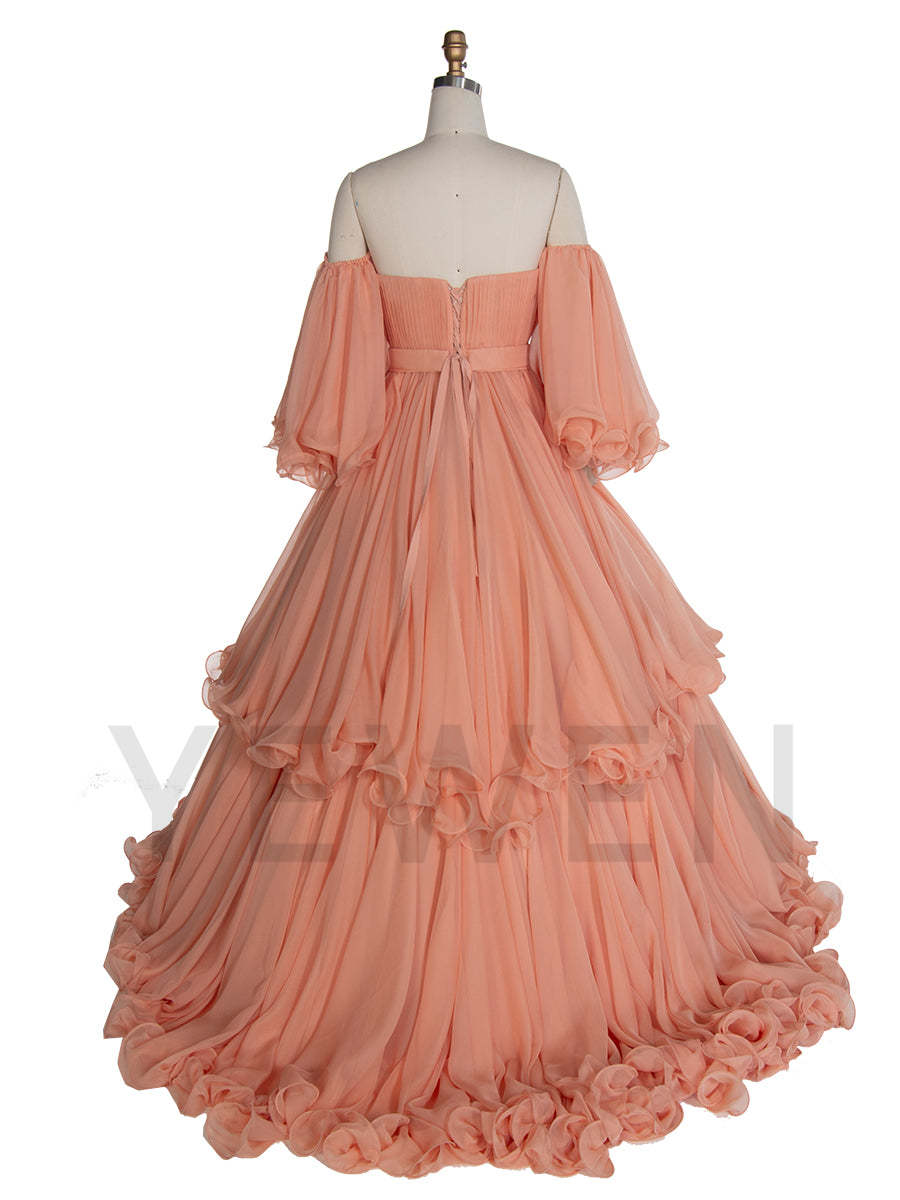 Silky Chiffon Fluffy Dress Large Festival Dress Women Puffy Photoshoot Dress YW240040 yewendress Silky Chiffon Fluffy Dress Large Festival Dress Women Puffy Photoshoot Dress YW240040 yewendress
