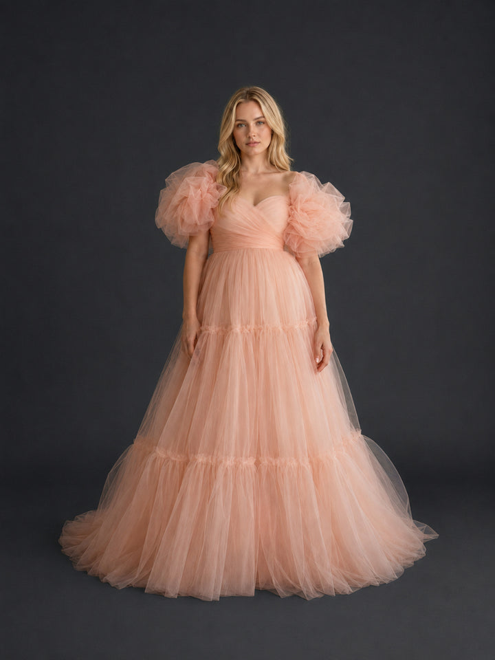 Sweetheart Oversized Puff Sleeve Maternity Photoshoot Dress HY269002