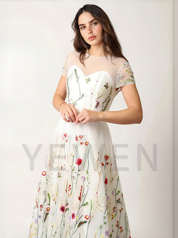 Elegant Colorful 3D Lace Wedding Dress Bohomian Wedding Dress