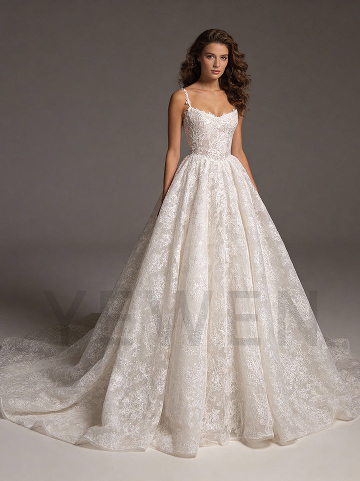 Elegant Women's Wedding Dresses Lace Backless Bridal Gown 2026