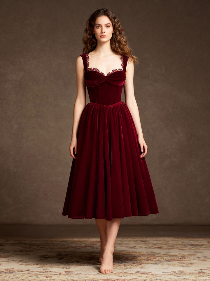 Burgundy Velvet Evening Dress for Women Formal Dress Birthday Dress