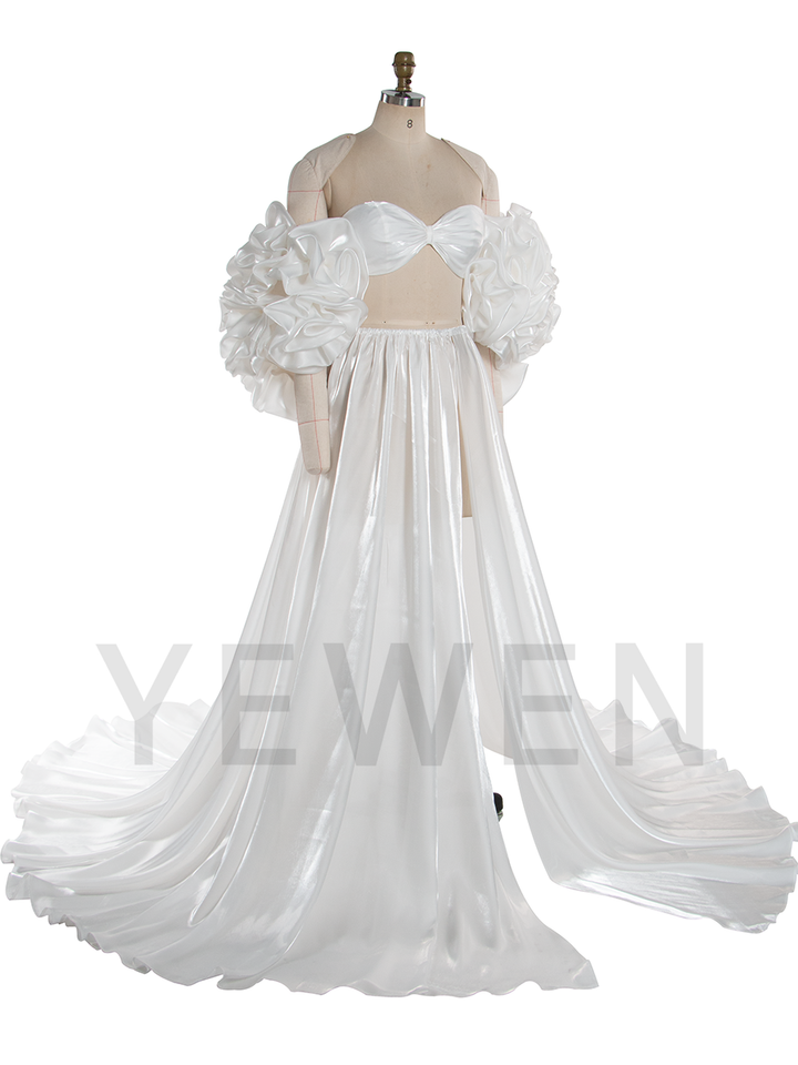 3 Piece Set Hand Flower Cape with Top and Maxi Skirt Fancy Photoshoot Props YW251049