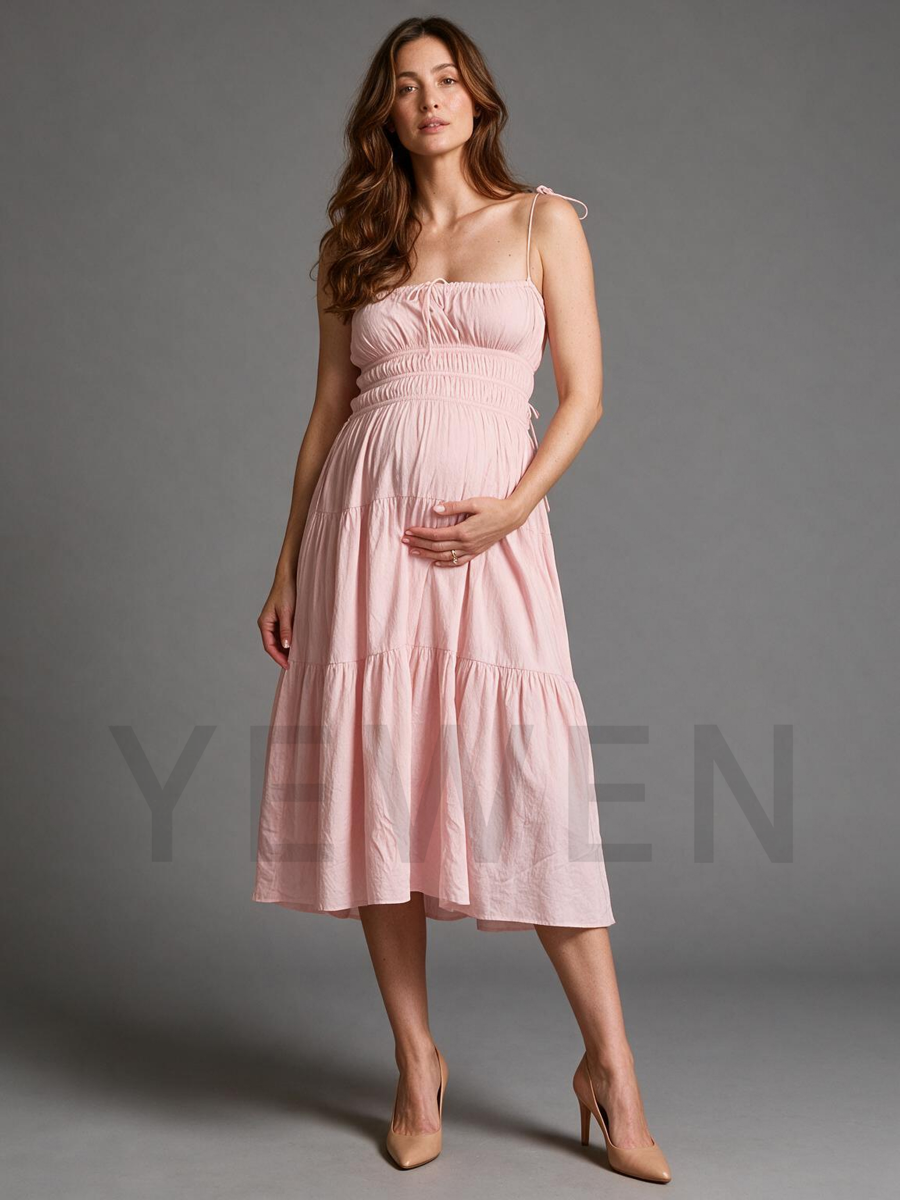 Spaghetti Strap Ruched Bodice Maternity Baby Shower Dress