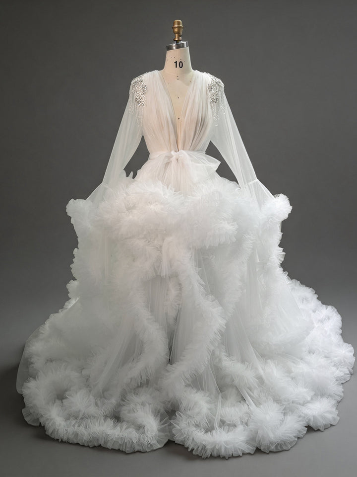 Cloud Ruffles Tulle Wedding Dress Luxurious Bridal Robe YW260242