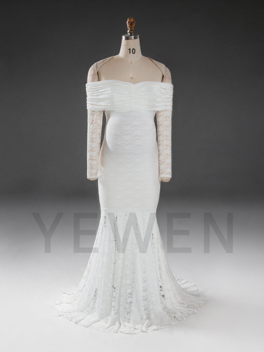 Off-The-Shoulder Lace Maternity Baby Shower Dress YW260368