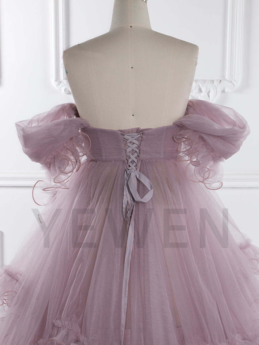Maternity Dress for Photo Shoot Tulle Ruffle Maternity Gown Baby Shower Photoshoot Dress YW243160