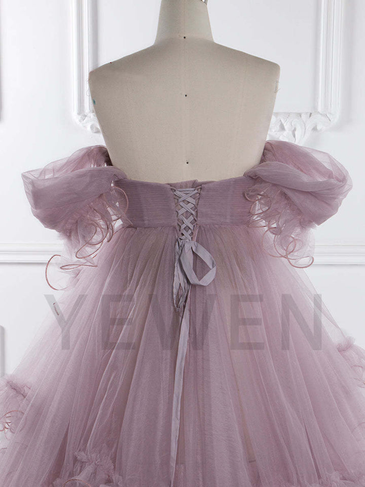 Maternity Dress for Photo Shoot Tulle Ruffle Maternity Gown Baby Shower Photoshoot Dress YW243160