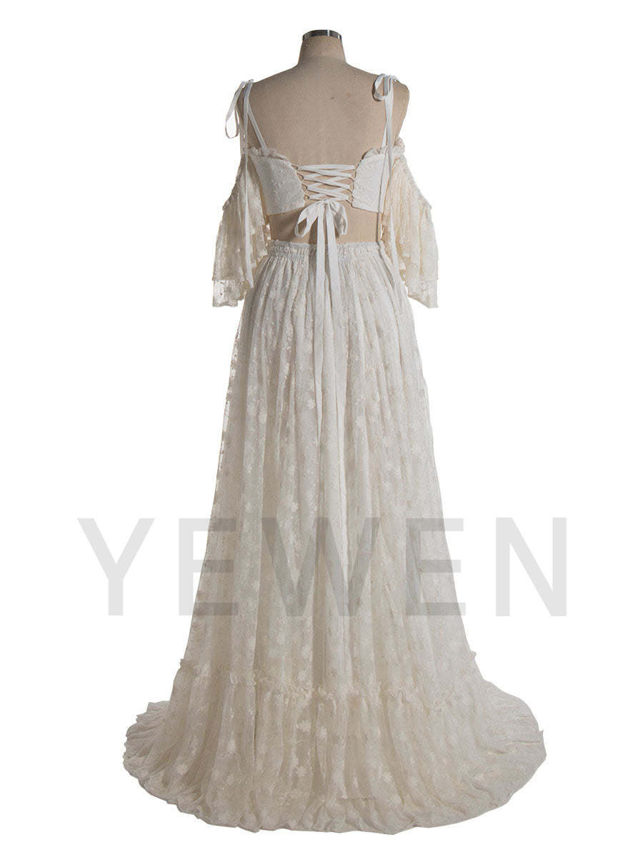 Boho 2 Piece Set Lace Dress for Photo Shoot Woman Maxi Dress Photography Props yewendress Boho 2 Piece Set Lace Dress for Photo Shoot Woman Maxi Dress Photography Props yewendress
