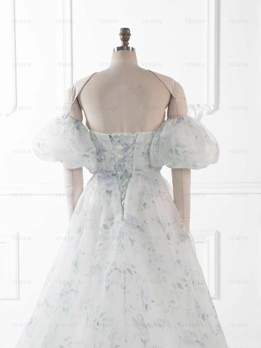 Princess' Dress Floral Organza Wedding Dress Maxi Dress with Slit YW260266
