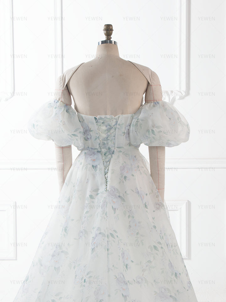 Princess' Dress Floral Organza Wedding Dress Maxi Dress with Slit YW260266
