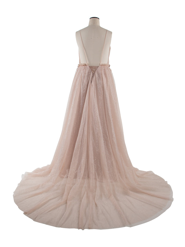 Deep V Neck Tulle Maternity Dress for Photo Shoot Flowers Maternity Dress Maxi Gown Baby Shower Dress Photo Props