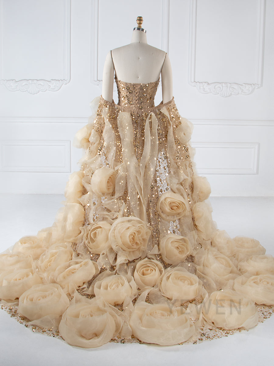 Luxury Beaded Mermaid Dress with Handmade flower Jacket Celebrity Dress YW251043