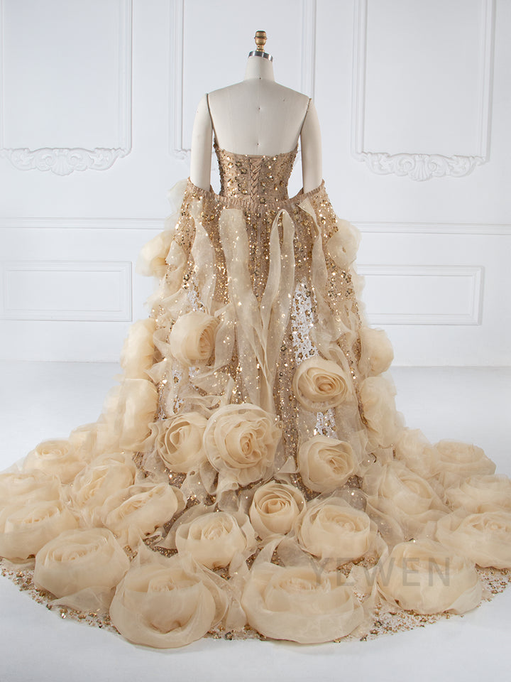 Luxury Beaded Mermaid Dress with Handmade flower Jacket Celebrity Dress YW251043