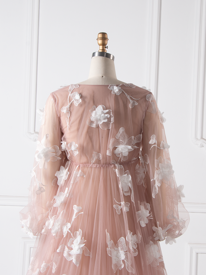Maternity Dress for Photo Shoot Floral Tulle Pregnancy Dress YW251061