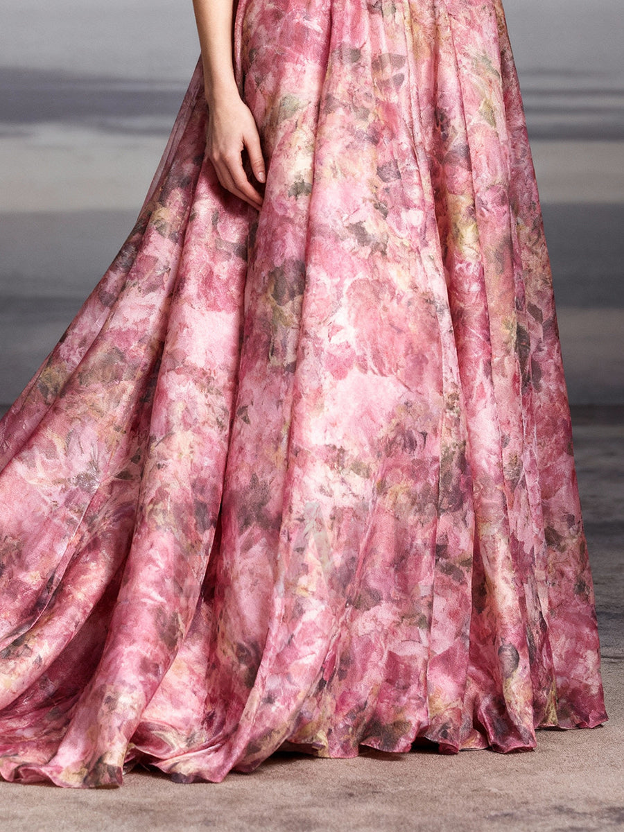 Stunning Floral Evening Dress for Women Long Party Gown
