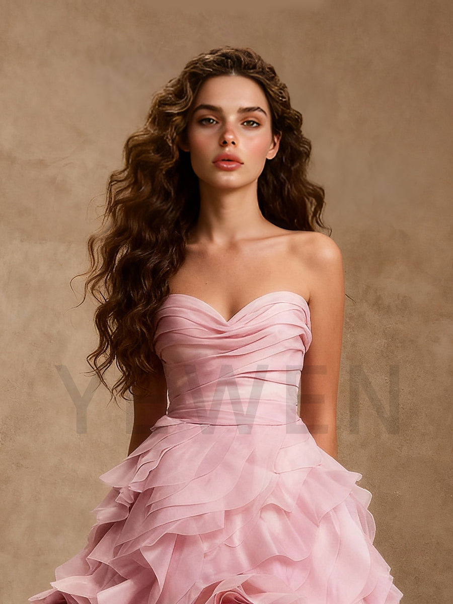 Strapless 3D Hand Rose Evening Dress Elegant Gown for Wedding Guest Party Dress