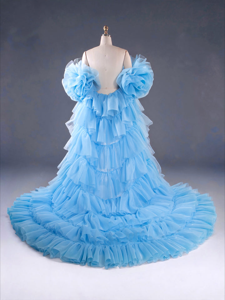 Layer Organza Ruffles Cape Maternity Women Jacket for Photoshoot YW250095