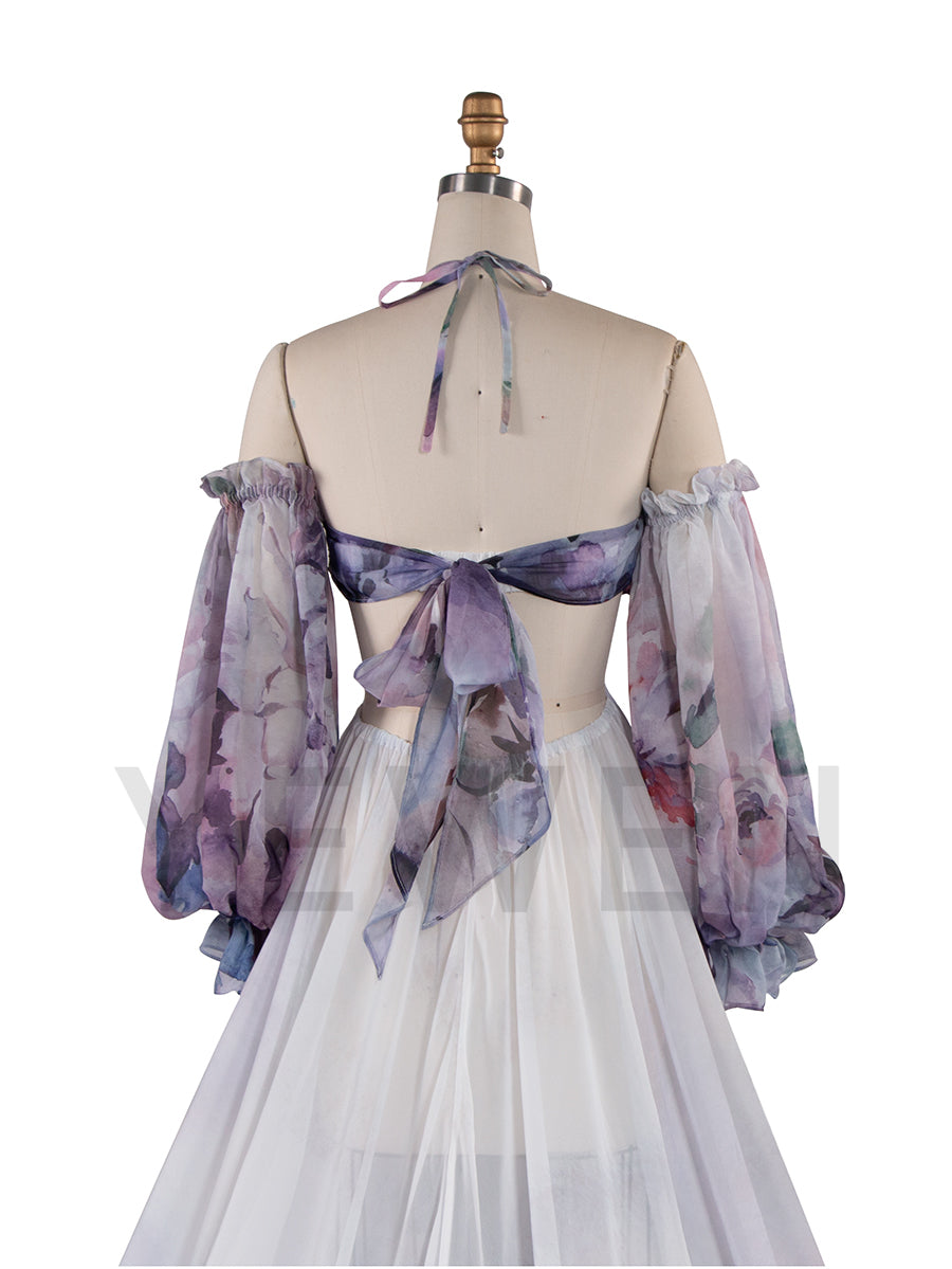 Bohemian Printed Chiffon Maternity Dress for Photoshoot Pregnancy Dress Photoshoot YW240526