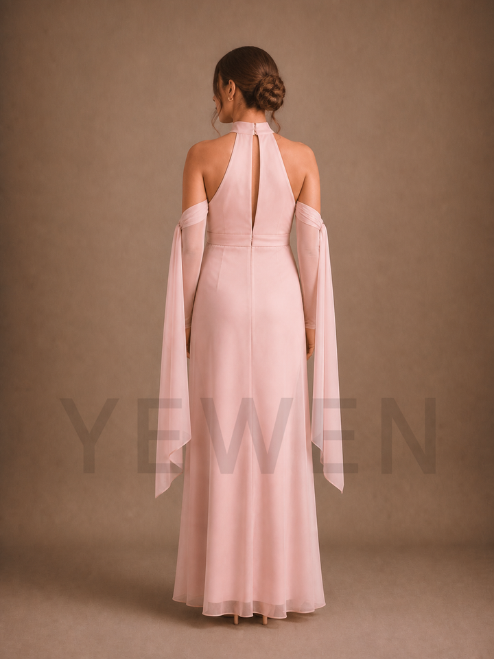 Blush Pink Halter Maternity Baby Shower Dress Maternity Maxi Dress ZX021