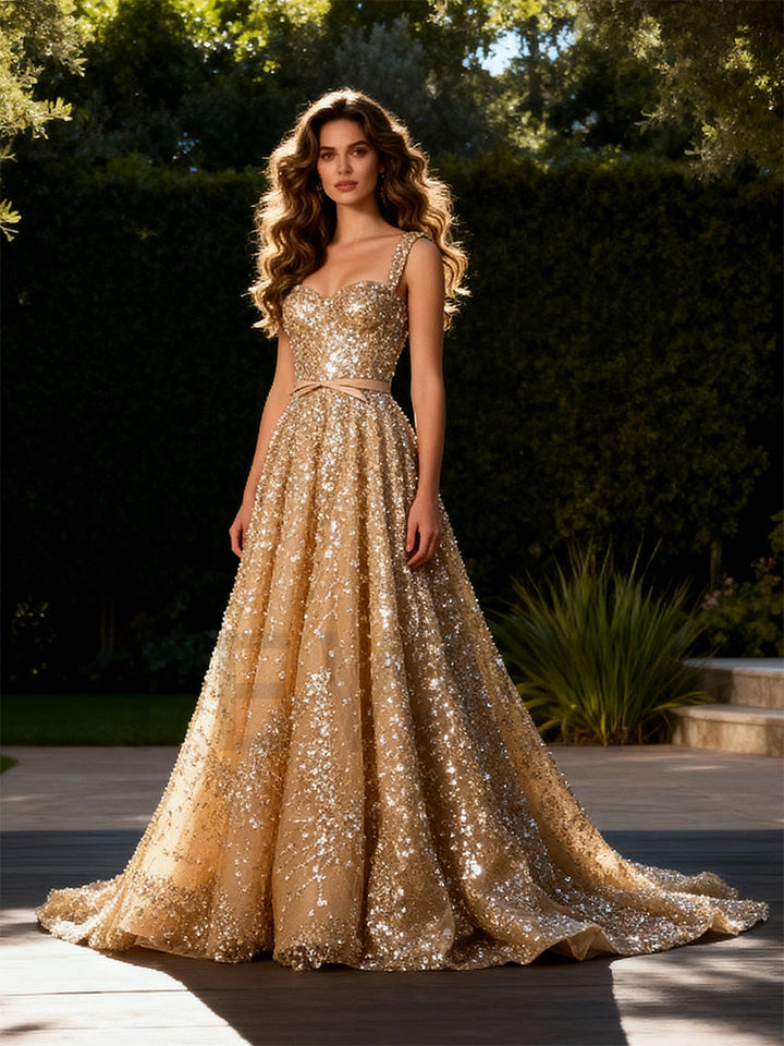 Exquisite Tulle Beads Evening Dress Floor Length Party Dress