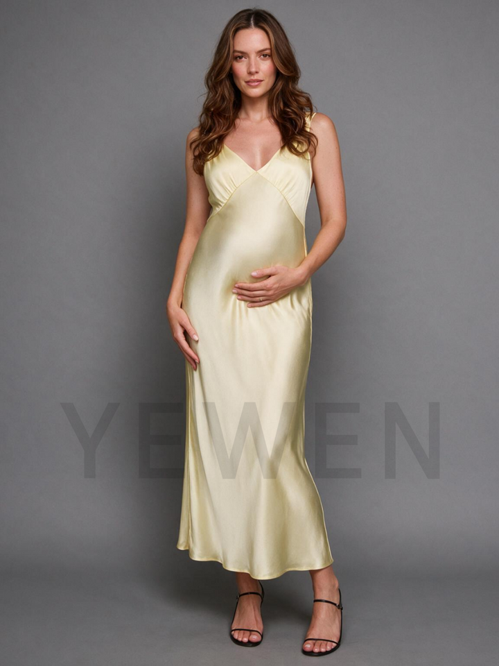 V-Neck Wide Straps Mermaid Maternity Baby Shower Dress