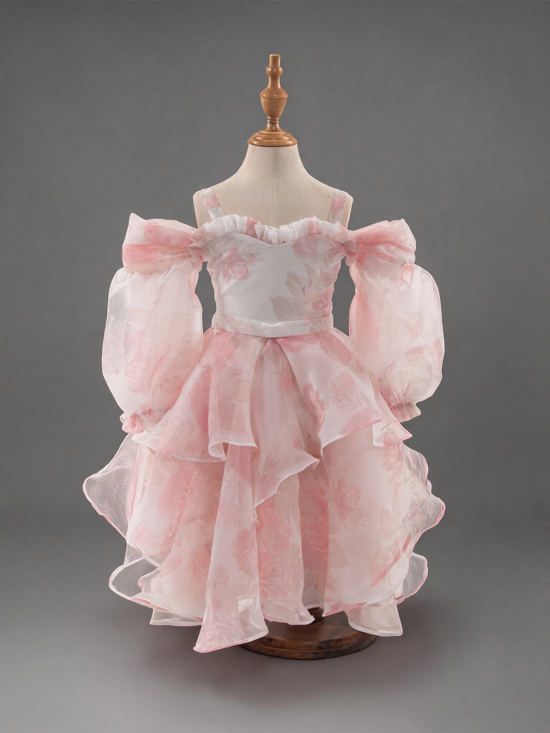 Princess Floor Length Pink Printing Little Girl Dress for Special Occasion Outfits