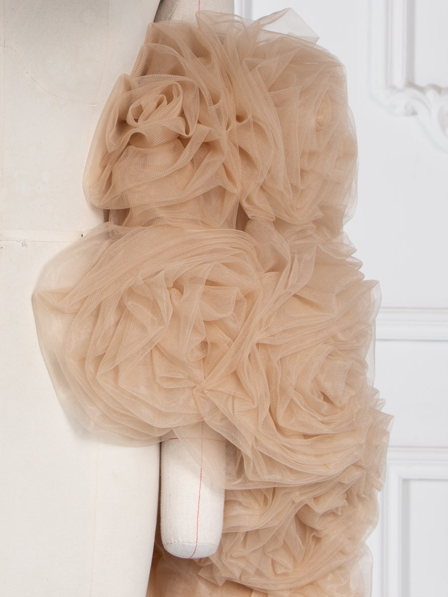 Tulle 3D Flower Short Cape Bridal Cover Up Photography Prop YW251011