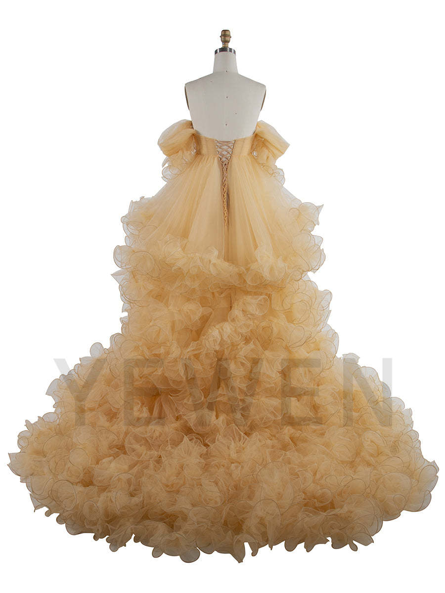 Maternity Dress for Photo Shoot Tulle Ruffle Maternity Gown Baby Shower Photoshoot Dress YW243160