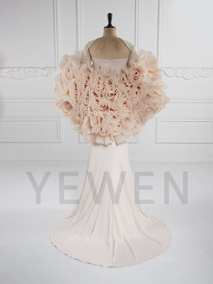 Charming Maternity Dresses for Photoshoot Maternity Shoot Dresses with Rose Floral Cape YW251005